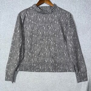 Kyodan Outdoor Grey Snakeskin Print Mock Neck Pullover Sweatshirt Womens Medium